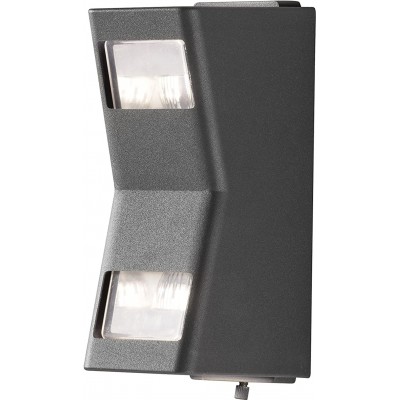 Aplique de parede ao ar livre 6W 23×11 cm. Saída de luz bidirecional Metais. Cor antracite