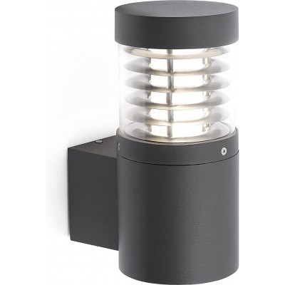 Outdoor wall light 20W Cylindrical Shape Ø 12 cm. Wall LED Terrace, garden and public space. Aluminum, Crystal and Polycarbonate. Gray Color