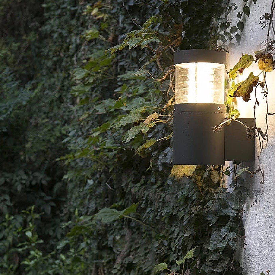 189,95 € Envio grátis | Aplique de parede ao ar livre 20W Ø 12 cm. LED de parede Alumínio, cristal e policarbonato. Cor cinza