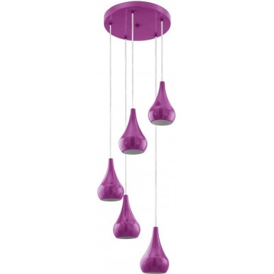 74,95 € Free Shipping | Hanging lamp Eglo 40W Conical Shape 5 spotlights Living room, dining room and bedroom. Modern Style. Metal casting and Glass. Rose Color