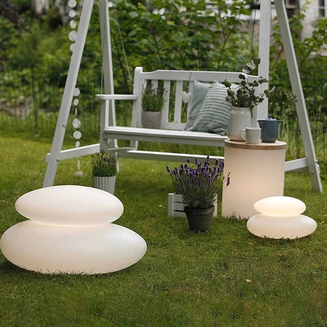 303,95 € Envio grátis | Lâmpada de exterior 9W 69×55 cm. Design em forma de pedra Polietileno. Cor branco